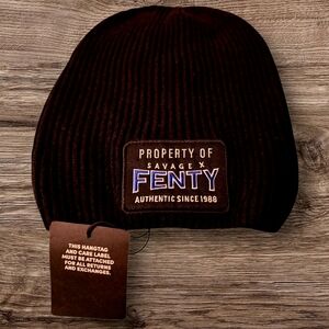 Savage X Fenty Black Ribbed Beanie